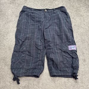 Life Is Good Cargo Capri Pants Womens 6 Blue Pink Plaid Cotton Casual Outdoor